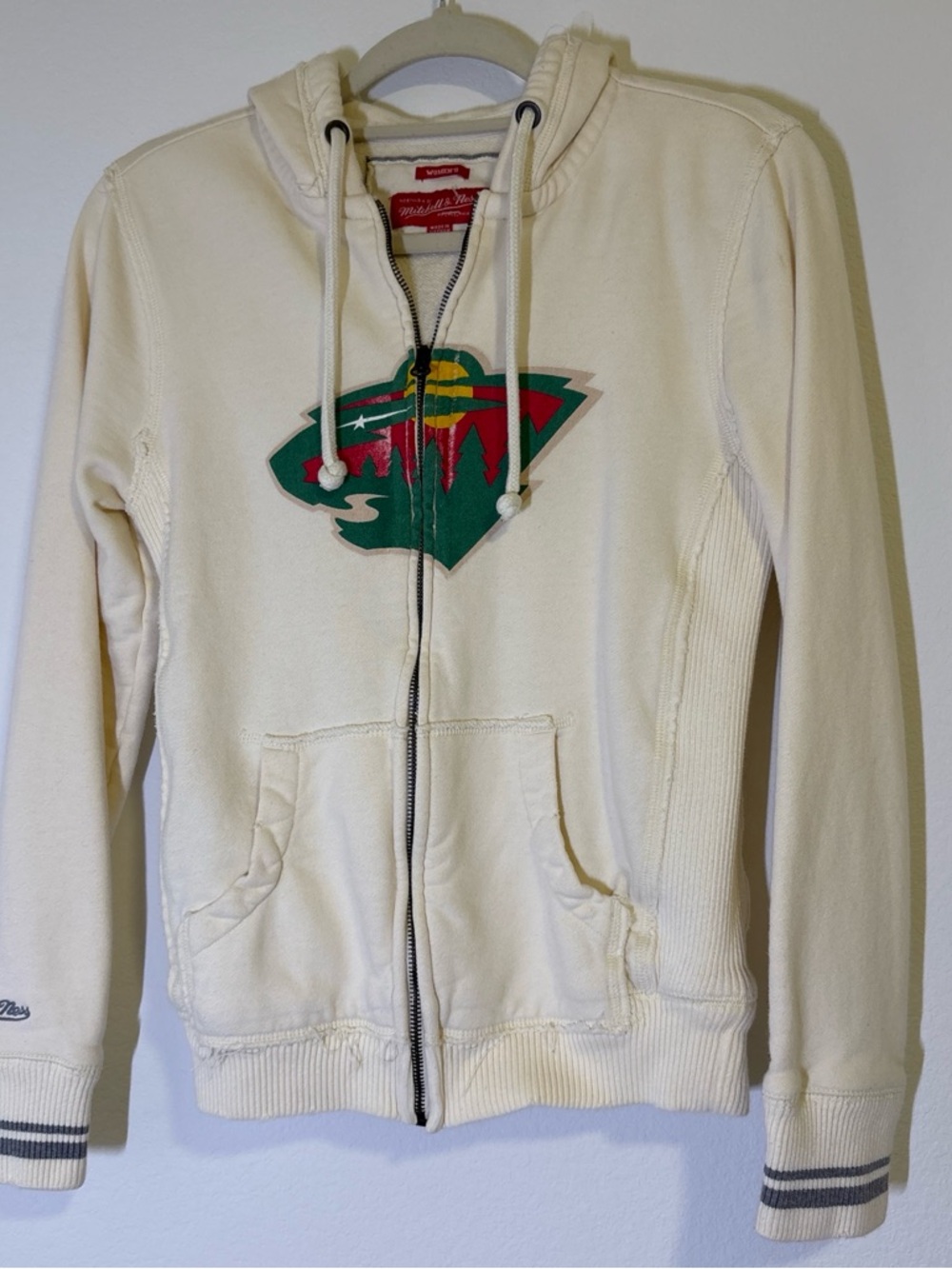 Mitchell & Ness NHL Minnesota Cream Women's Hoodie with Red Label